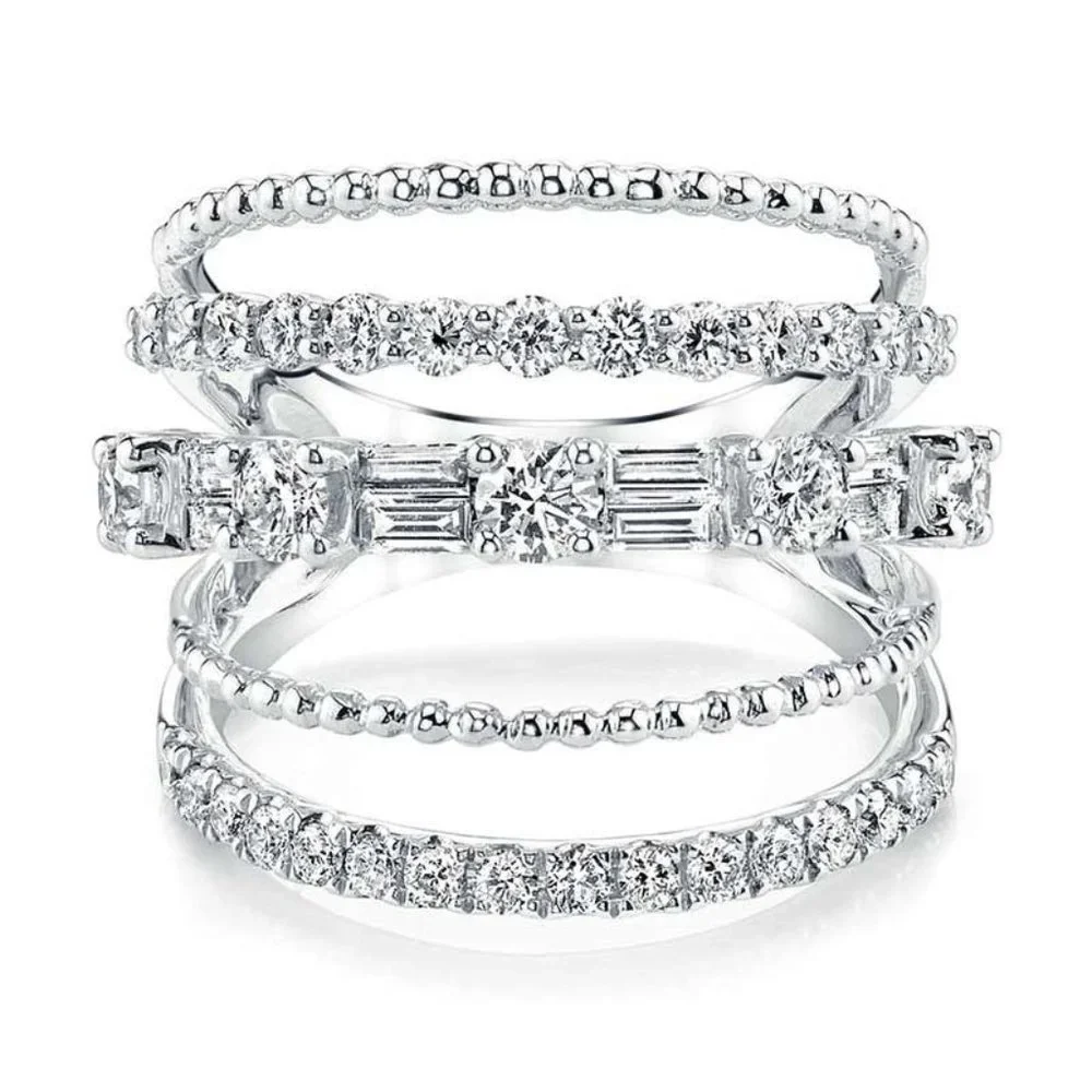 💥 Latest Design 925 Silver Plated White CZ Wedding Ring, FB16FA1133